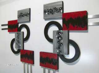 Red,Black,MODERN,ABSTRACT,Squares,Circle WaLL SCULPTURE  
