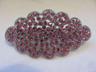 BRIDAL Pink CRYSTAL RHINESTONE Jewelry HAIR BARRETTE  
