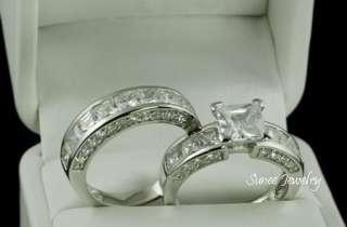 HIS HERS Matching 3pcs Engagement Wedding Ring Set sz 5  