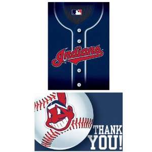 Lets Party By Amscan Cleveland Indians Baseball   Invite & Thank You 