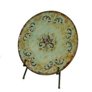 Tuscan 23.5 Teal Blue Iron Charger Plate with Stand  