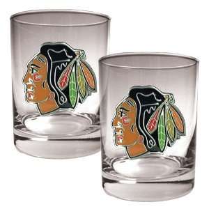  Chicago Blackhawks Rock Glass Set of Two