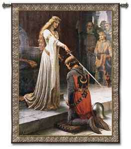 THE ACCOLADE KNIGHT MEDIEVAL ART TAPESTRY WALL HANGING  