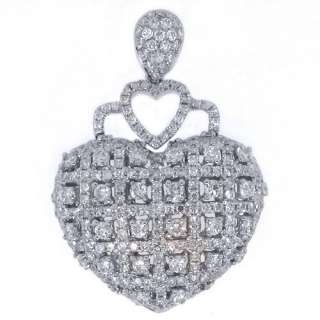 Carat Womens Diamond Heart Pendant Brilliant Round Cut Micro Pave 
