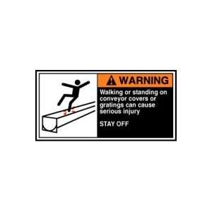 WARNING Labels WALKING OR STANDING ON CONVEYOR COVERS OR GRATINGS CAN 