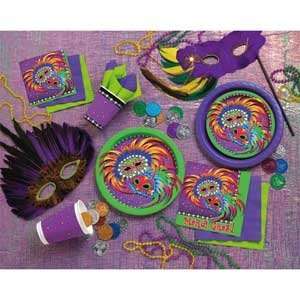  Masquerade Party Lunch Napkins with Mardi Gras Toys 