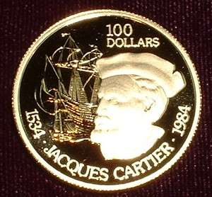 CANADA $100 GOLD COIN 22KT 1984 * JACQUES CARTIER *  