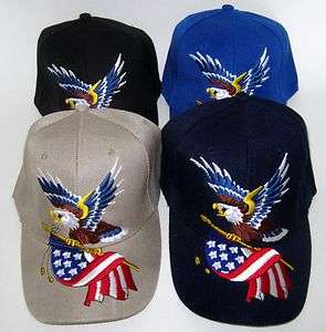   USA AMERICAN BALD EAGLE & FLAG 3D EMBROIDERED TRUCKER BASEBALL CAP HAT