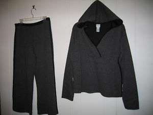 CAPRI SET BLACK/GREY HOOD ACTIVE WEAR SZ S M L XL WASH  