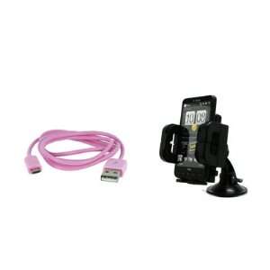  EMPIRE HTC Amaze 4G 3 1/2 USB Data Cable (Pink) + Car 