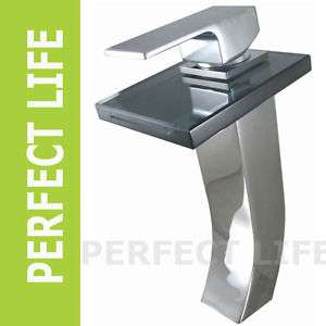 Square Glass Waterfall Faucet Bath Basin Mixer tap P225  