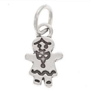  Sterling Silver Charm Christmas Gingerbread Girl 11mm (1 