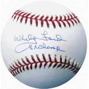  Whitey Ford Autographed Baseball with 8x Champs 