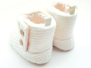White Knitted infant toddler baby Girl Boots shoes size 2 3 4 0 18 