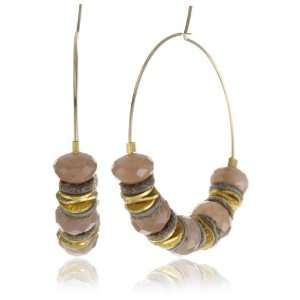   Desert Peach Moonstone, Leather And Disk Hoop Earrings Jewelry