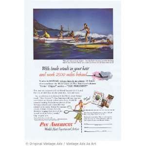  1953 Pan American Hawai Beach Vacation Vintage Ad 