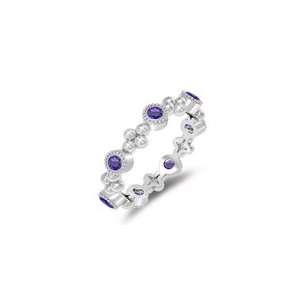  0.28 Cts Amethyst Seven Stone Wedding Band in 14K White 