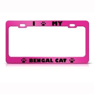 Bengal Cat Pink Animal Metal license plate frame Tag Holder
