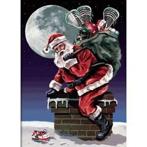  Santa On Chimney Lacrosse Christmas Greeting Cards 5 X7 