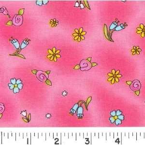  45 Wide FLORELLA PINK Fabric By The Yard Arts, Crafts 