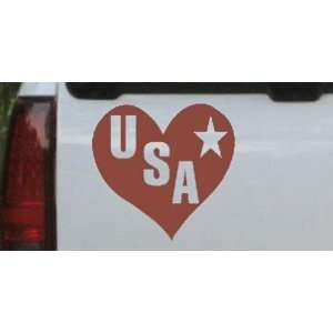 USA Heart Military Car Window Wall Laptop Decal Sticker    Brown 14in 