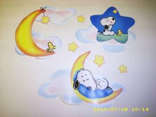 BABY SNOOPY CLOUDS & STARS WALL BORDER CUT OUT CHARACTER STICKERS 