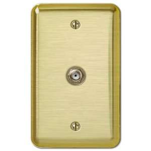   Brushed Brass Rounded Steel   1 Cable TV Wallplate