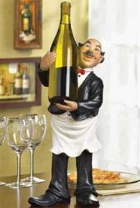 Butler Waiter Wine Bottle Holder Rack Chef Statue Stand Kitchen 
