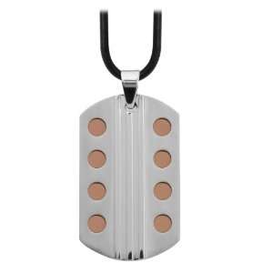  Mens Dog Tag Pendant with Cappuccino Plated Holes 