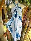 Sarong Aqua/Light Blue Hibiscus Cruise Luau Wrap Dress  