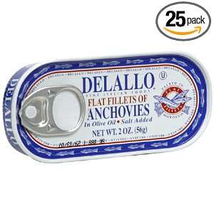 DeLallo Flat Fillet Anchovies, 2 Ounce Units (Pack of 25)  