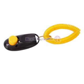 Dog Black Click Clicker Training Trainer W/ Wrist Strap  
