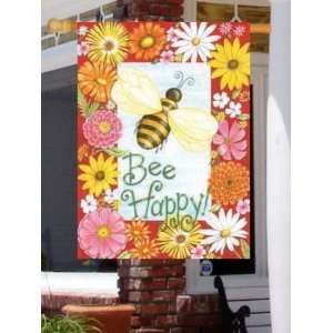    Bee Happy Flowers   Large House Flag 28 x 40