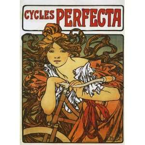  1898 Cycles Perfecta Bicycle Bike Lady By Alphonse Mucha 