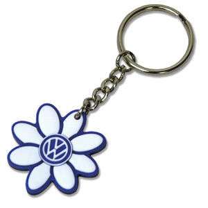 VW Logo Beetle Blue White Key Chain Daisy Flower NEW  