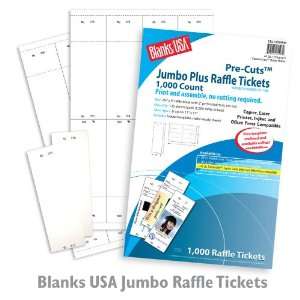  Raffle Tickets   Jumbo Plus Pre Cut White Paper   625 