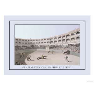 General View of a Spanish Bull Fight Giclee Poster Print by J.h. Clark 