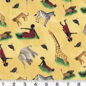   Safari Animal Toss Honey Fabric By The Yard Arts, Crafts & Sewing