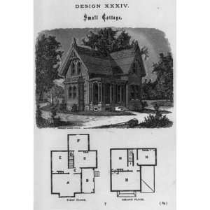   . Small cottage,1873,exterior,floor plans,dwellings