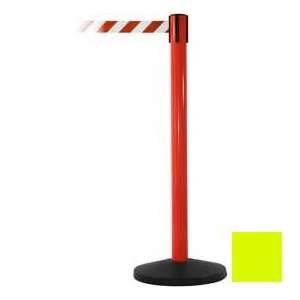  Red Post Safety Barrier, 7.5ft, Fluorescent Yellow Belt 
