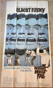 Albert Finney NIGHT MUST FALL 1964 Org Poster 3SH 6110  