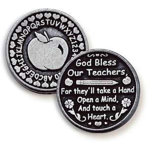 Teacher apple Pewter Pocket Good luck Love Token Coin
