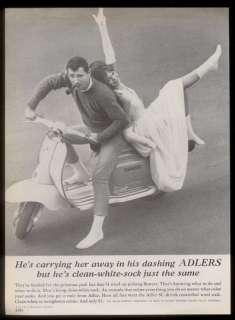 1964 Innocenti Lambretta scooter moped photo Adler socks vintage print 