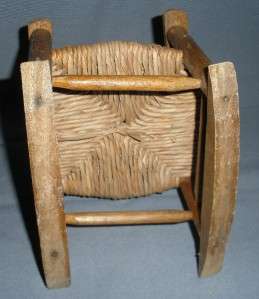   COUNTRY DOLL ROCKER RUSH SEAT VINTAGE ANTIQUE WOOD FURNITURE NETTYSUE