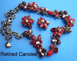 Retired Carolee Ruby Red Swarovski Crystals Necklace & Earings Set 