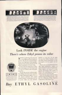 1932 Print Ad Ethyl Gasoline Look Inside the Engine Where Ethyl Proves 