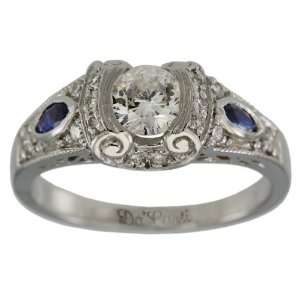 Antique Diamond Sapphire Engagement Ring GIA CERTIFIED J 