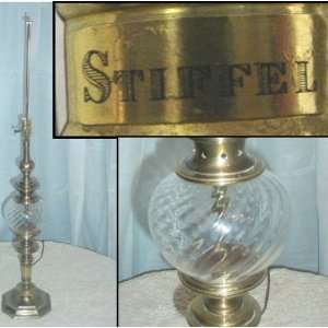  Vintage Genuine Stiffel Table Lamp Brass with Glass Globe 