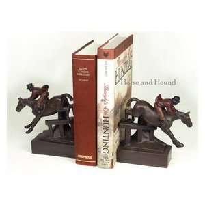  Over the Top Foxhunting Bookends   Bronze Patina