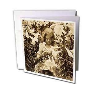 the Past Vintage Stereoview   Among the Lillies Sepia   Greeting Cards 